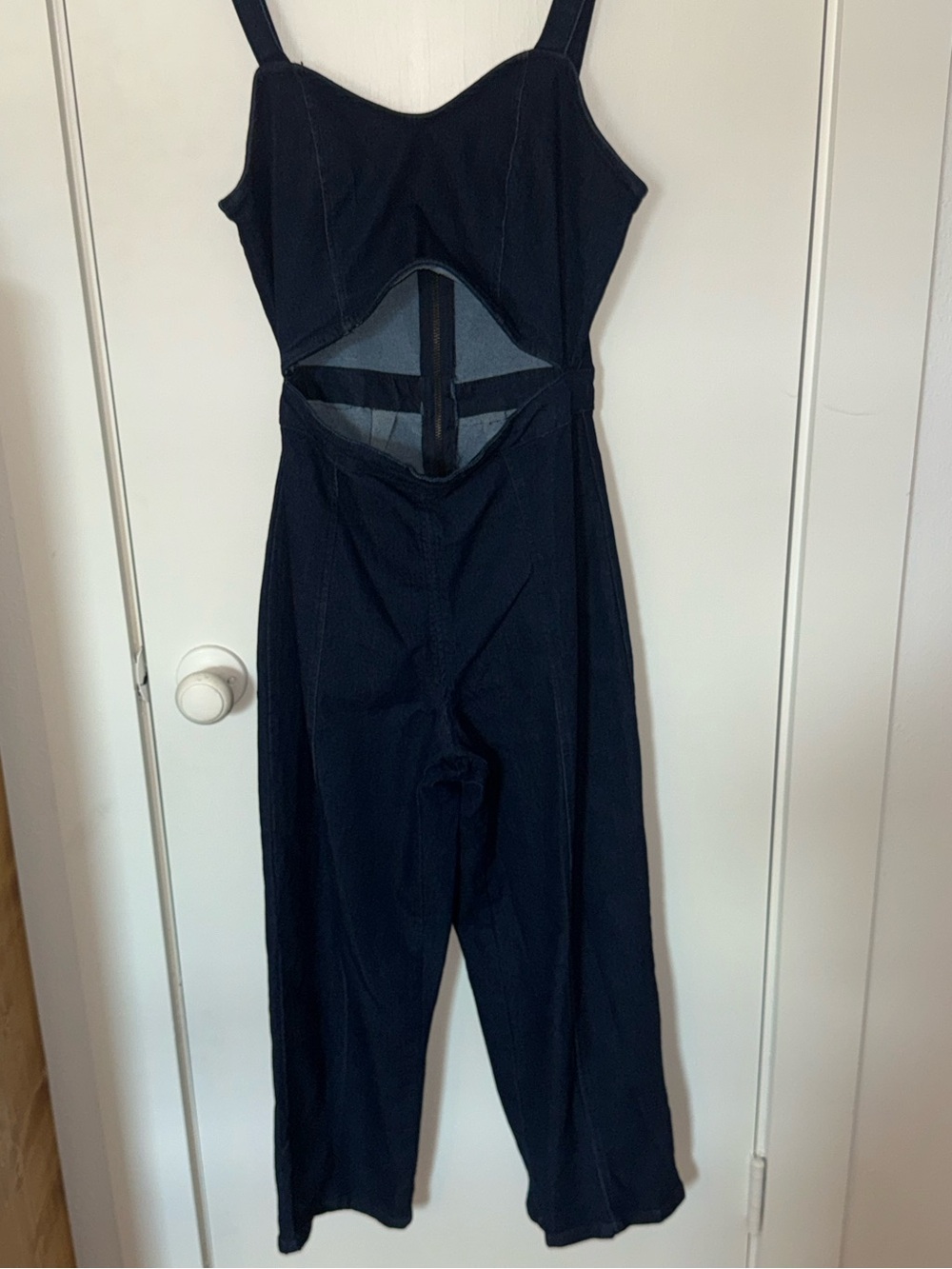 Denim Derek Heart Black Cutout Wide-Leg Jumpsuit